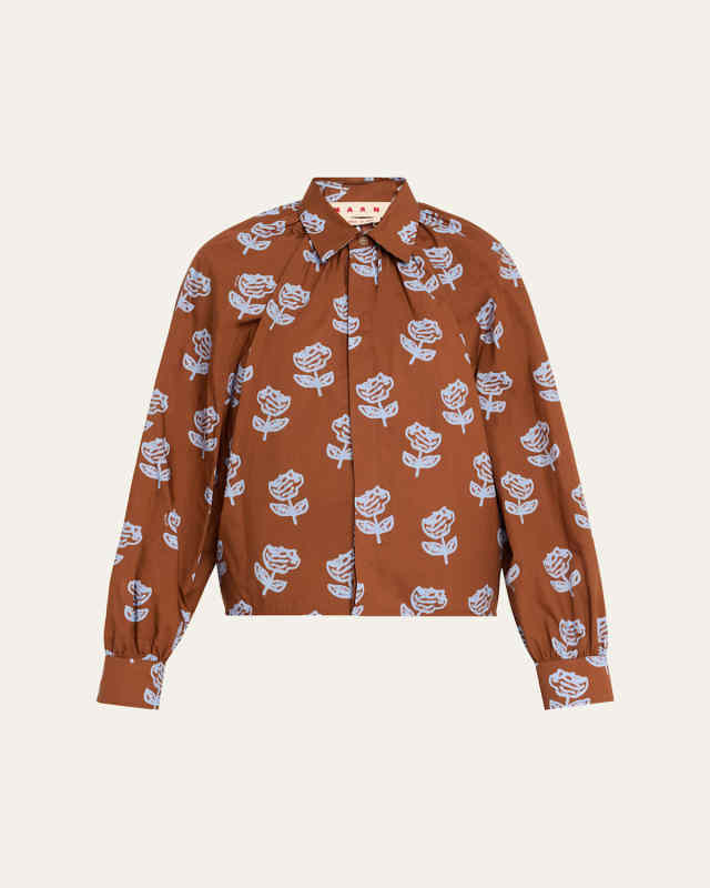 Crop-Print Long Sleeve Raglan Shirt